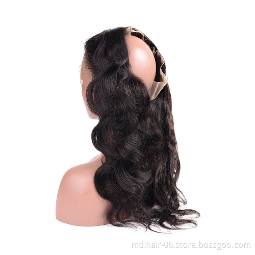 Wholesale 100% Body Wave Human Virgin Hair Malaysian Cuticle Aligned Transparent 360 Pre Plucked Swiss Lace Frontal Closure